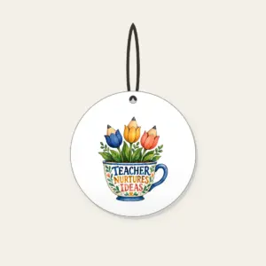 TEACHER NURTURES IDEAS Ceramic Ornament in white