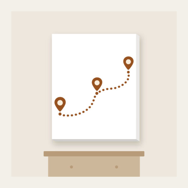 Product image Dotted Route Linking Map Pins Canvas Print