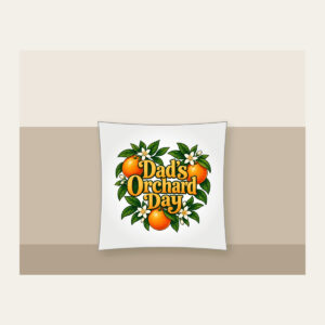 Dad's Orchard Day Pillow in white
