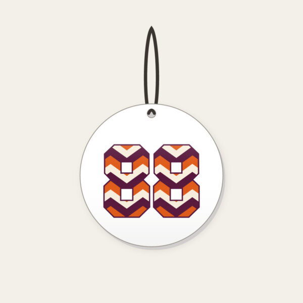 Product image Plum Chevron Panels with Number 88 Ceramic Ornament