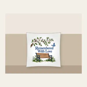 Remembered With Love Pillow in white