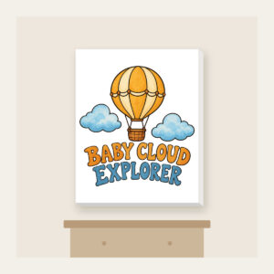 BABY CLOUD EXPLORER Canvas Print in white