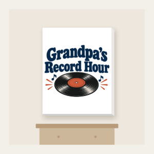 Grandpa's Record Hour Canvas Print in white