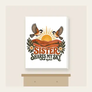 SISTER SHARES MY SKY Canvas Print in white