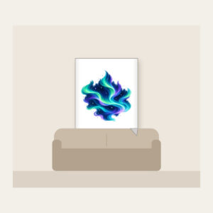 Northern Lights over Starry Navy Fleece Blanket in white: Flowing aurora bands in green, teal and violet sweep over a deep navy sky dotted with tiny stars.
