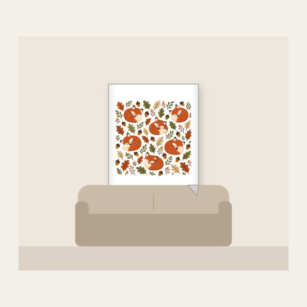 Product image Curled Foxes, Acorns and Leaves Fleece Blanket