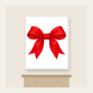 Single Red Ribbon Bow Canvas Print in white: One plain red ribbon bow, with no other artwork.