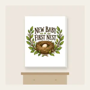 NEW BABY FIRST NEST Canvas Print in white