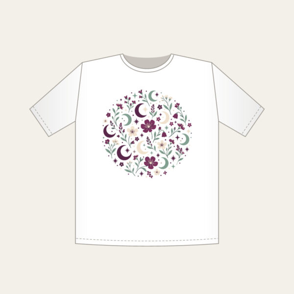 Product image Crescent Moons and Wildflowers in Plum T-Shirt