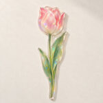 Long-Stem Tulip Hologram Flower with a single tall tulip with long leaves in pink and green