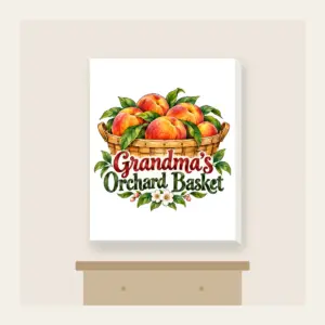 Grandma's Orchard Basket Canvas Print in white