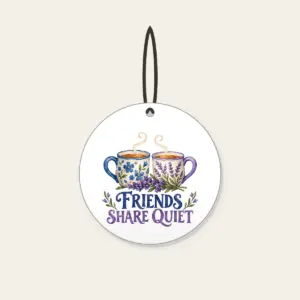 FRIENDS SHARE QUIET Ceramic Ornament in white