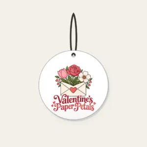Valentine's Paper Petals Ceramic Ornament in white