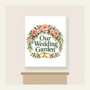 Our Wedding Garden Canvas Print in white