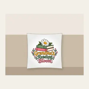 Grandma's Reading Bloom Pillow in white