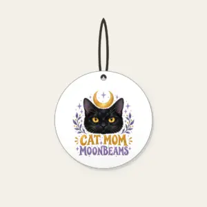CAT MOM MOONBEAMS Ceramic Ornament in white