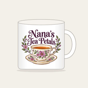 Nana's Tea Petals Mug in white