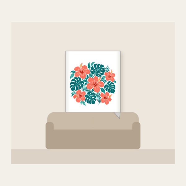 Product image Coral Hibiscus and Monstera Leaves Fleece Blanket