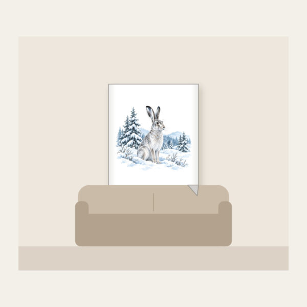 Product image Hare in a Snowy Field with Pines Fleece Blanket