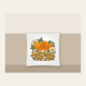 ANNIVERSARY HONEY PAIR Pillow in white