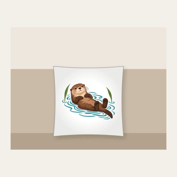 Product image Floating Otter on Teal Ripples Pillow