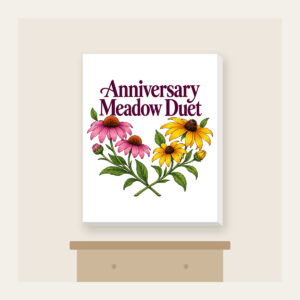 Anniversary Meadow Duet Canvas Print in white