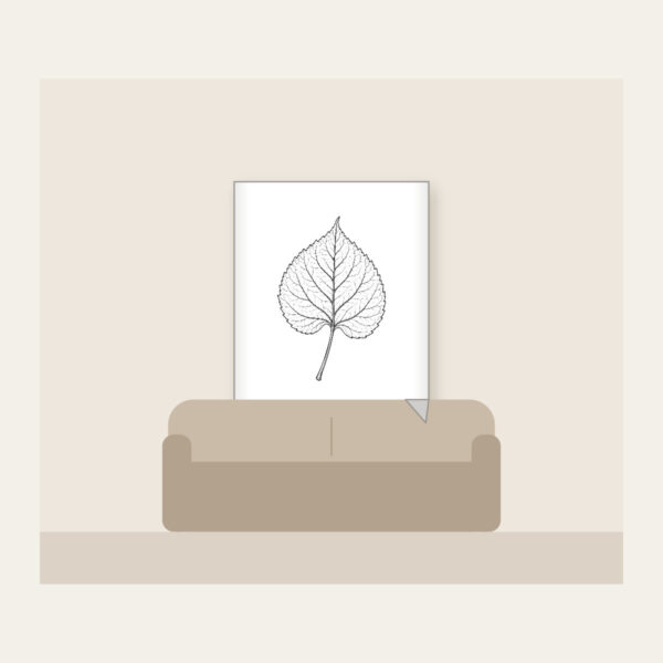 Product image Single Leaf Study in Black Line Art Fleece Blanket