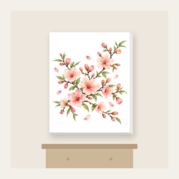 Product image Peach Blossom Branches on Cream Canvas Print