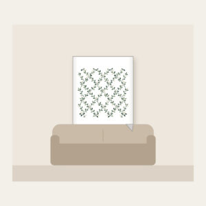Forest Green Trellis with Tiny Leaves Fleece Blanket in white: Trellis lines with small leaves in forest green, cream and sage repeat all over.