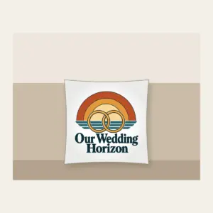 Our Wedding Horizon Pillow in white