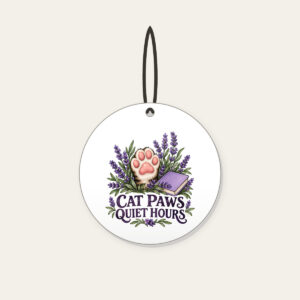 CAT PAWS QUIET HOURS Ceramic Ornament in white