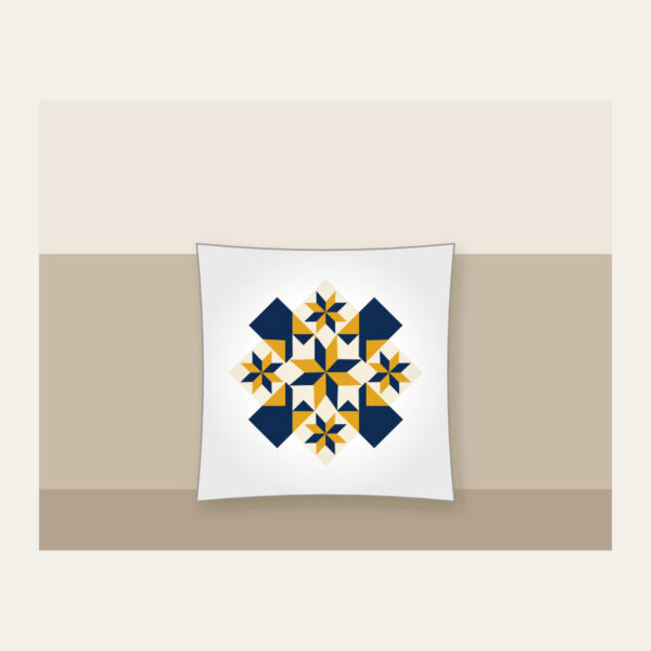 Product image Mustard and Navy Patchwork of Stars Pillow