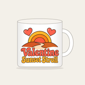 Valentine Sunset Stroll Mug in white