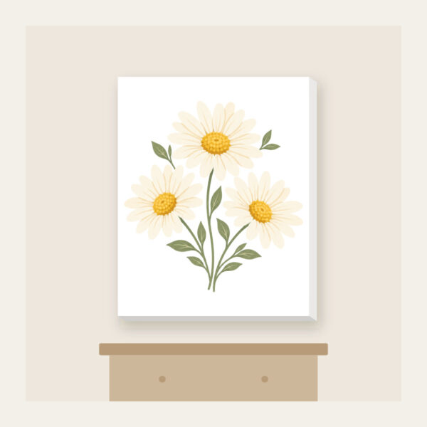 Product image Three Daisies in Butter Yellow Canvas Print