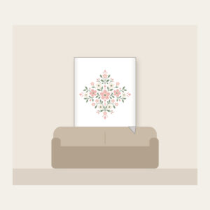 Tiny Blooms and Diamonds in Blush Fleece Blanket in white: Small flowers and diamond shapes repeat in blush, sage and cream.