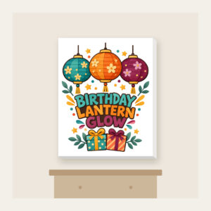 BIRTHDAY LANTERN GLOW Canvas Print in white