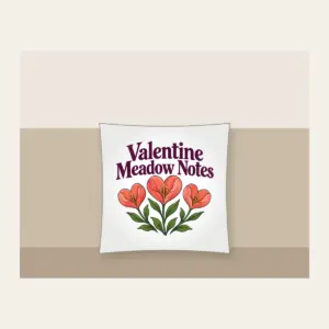 Valentine Meadow Notes Pillow in white