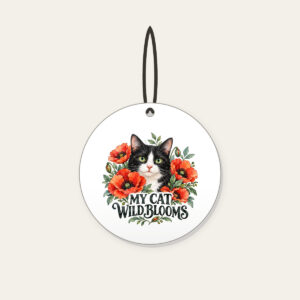 MY CAT WILD BLOOMS Ceramic Ornament in white