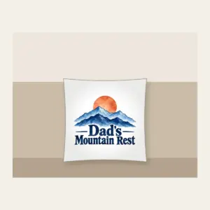 Dad's Mountain Rest Pillow in white