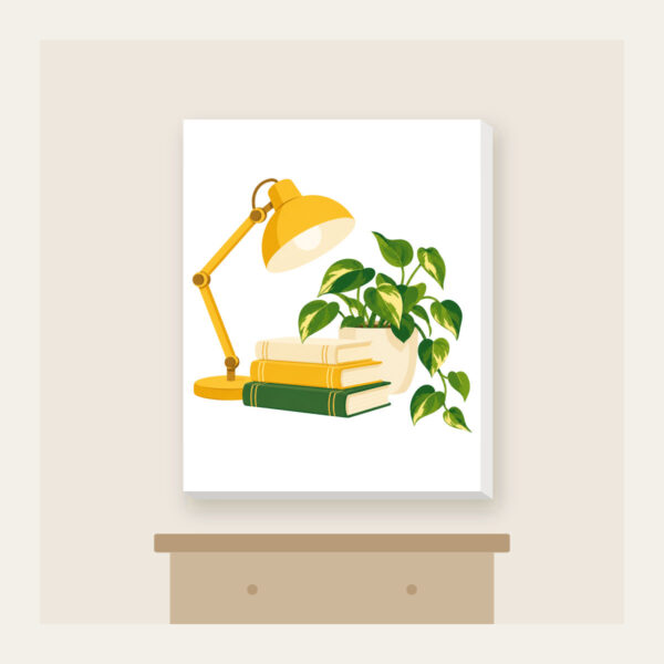 Product image Lamplit Desk with Books and Fern Canvas Print