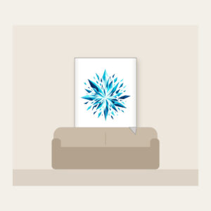 Aqua Shards Bursting into Navy Fleece Blanket in white: A burst of aqua and white geometric shards darkening into navy.