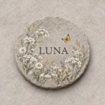 Quiet Meadow Memorial Stone with an original remembered with love illustration