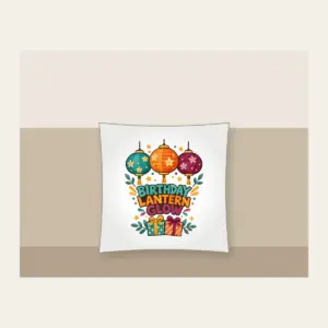 BIRTHDAY LANTERN GLOW Pillow in white
