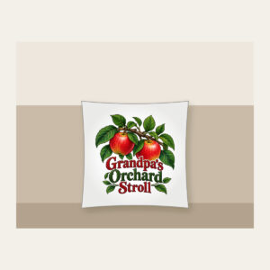 Grandpa's Orchard Stroll Pillow in white