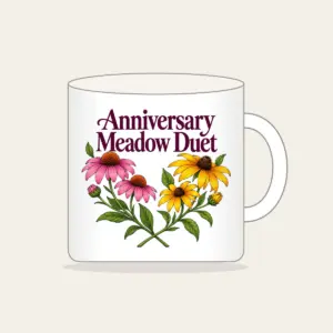 Anniversary Meadow Duet Mug in white