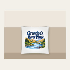 Grandpa's River Pause Pillow in white