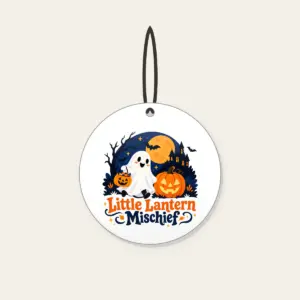 Little Lantern Mischief Ceramic Ornament in white