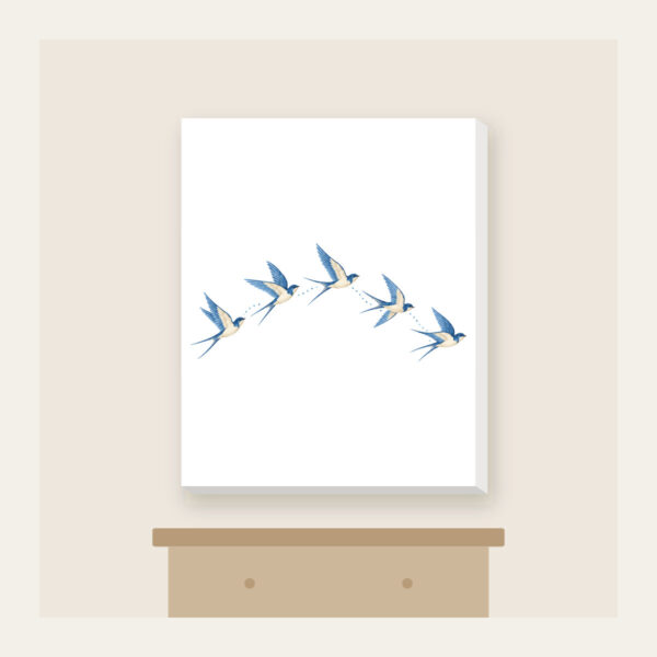 Product image Five Swallows in a Gentle Arc Canvas Print