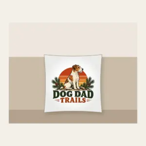 DOG DAD TRAILS Pillow in white