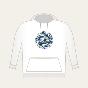 Indigo Marbling Like a Receding Tide Hoodie in white: Marbling in indigo and cream flows like a tide pulling back.